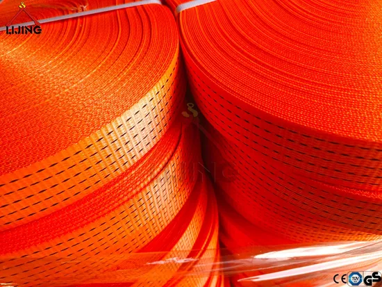 Polyester Eye Webbing Belt Round Sling Cargo Lashing Tie Down Endless Ratchet Strap with Double J and Flat S Hook E Track Clip for Logistic Transportation