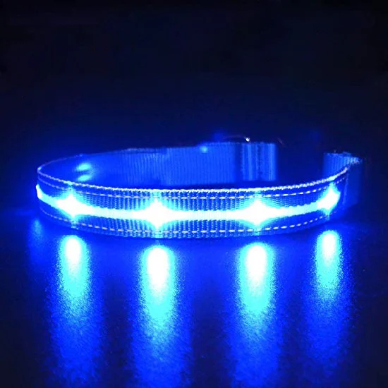 Collier LED pour chien, lumineux, chargeur USB, en Nylon, produits pour animaux de compagnie