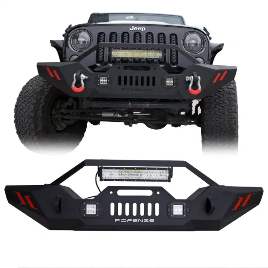 Nouveau Barre de pare-chocs avec barre de lumière LED pare-chocs avant avec panneau de treuil pour Jeep Wrangler Jk Jl Gladiator 2007